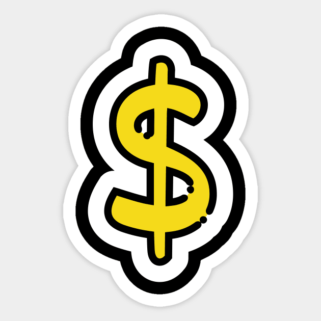 Dollar Sign // Line Art Sticker Sticker by Pulpixel